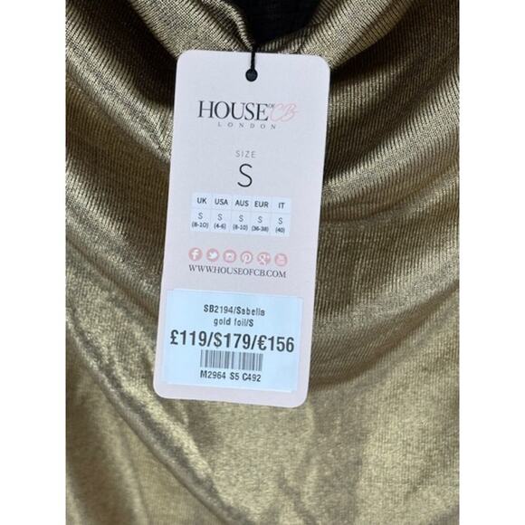 House of CB Sabella Gold Backless Long Sleeve Mini Dress – NWT Size Small - Picture 6 of 6